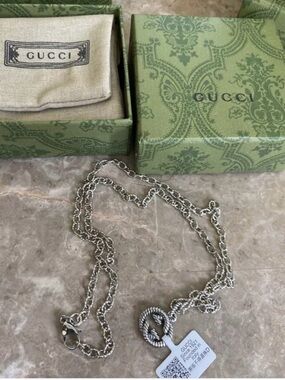 Gucci Arabesque GG Sterling Silver Pendant Necklace 925 -24″ with Box & Dust Bag